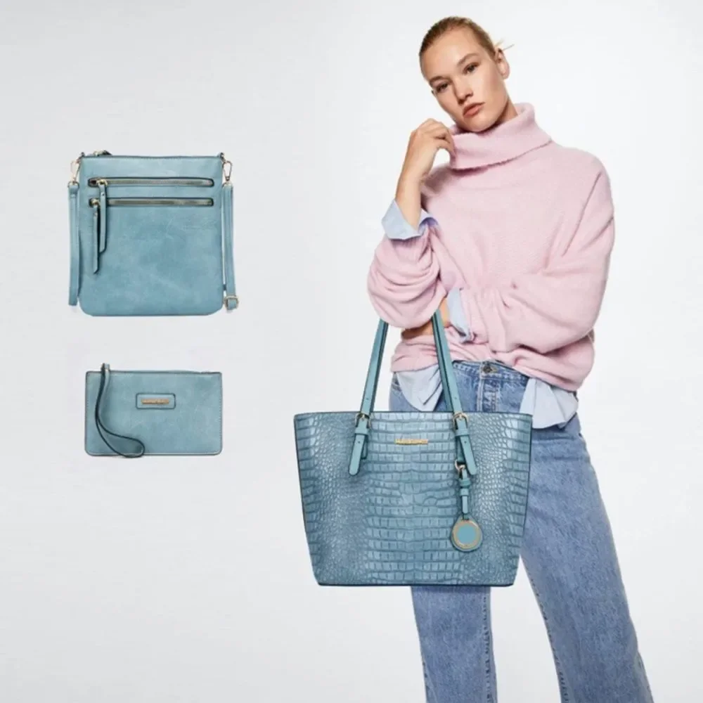 Blue Montana West Totes Large Purse Shoulder Handbag with Wallet Set 3 … - Picture 6 of 6